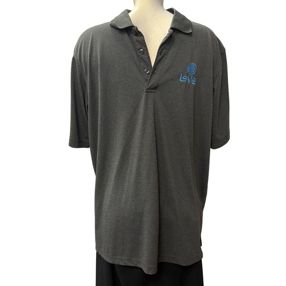UltraClub Cool & Dry Mens Large Gray Le-Vel Polo Shirt Short Sleeve